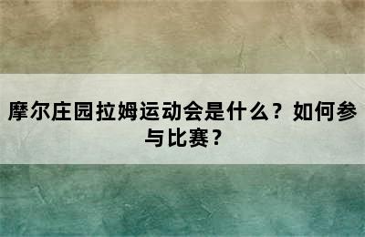 摩尔庄园拉姆运动会是什么？如何参与比赛？