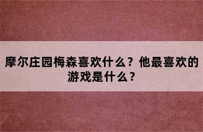 摩尔庄园梅森喜欢什么？他最喜欢的游戏是什么？