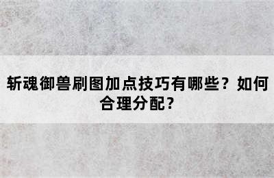 斩魂御兽刷图加点技巧有哪些？如何合理分配？