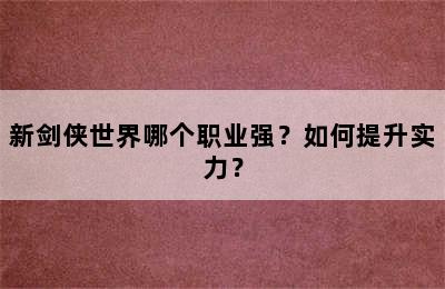 新剑侠世界哪个职业强？如何提升实力？