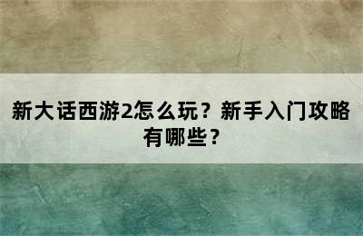 新大话西游2怎么玩？新手入门攻略有哪些？