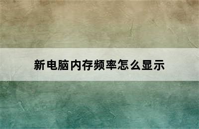 新电脑内存频率怎么显示