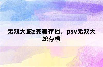 无双大蛇z完美存档，psv无双大蛇存档