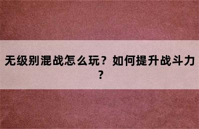 无级别混战怎么玩？如何提升战斗力？