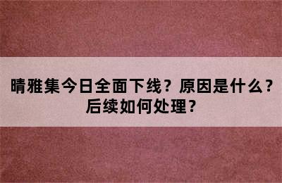 晴雅集今日全面下线？原因是什么？后续如何处理？