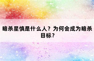 暗杀星慎是什么人？为何会成为暗杀目标？