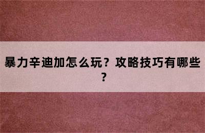 暴力辛迪加怎么玩？攻略技巧有哪些？