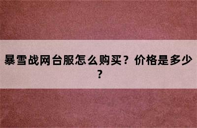 暴雪战网台服怎么购买？价格是多少？