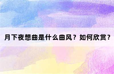 月下夜想曲是什么曲风？如何欣赏？