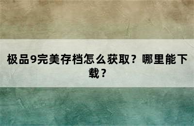 极品9完美存档怎么获取？哪里能下载？