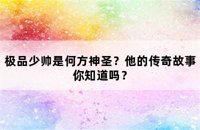 极品少帅是何方神圣？他的传奇故事你知道吗？