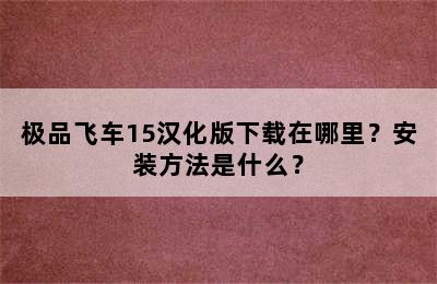 极品飞车15汉化版下载在哪里？安装方法是什么？