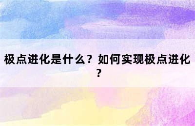 极点进化是什么？如何实现极点进化？