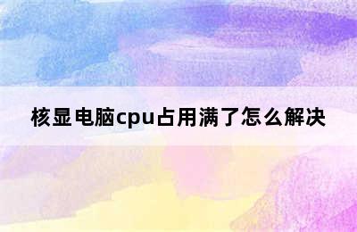 核显电脑cpu占用满了怎么解决