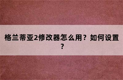 格兰蒂亚2修改器怎么用？如何设置？