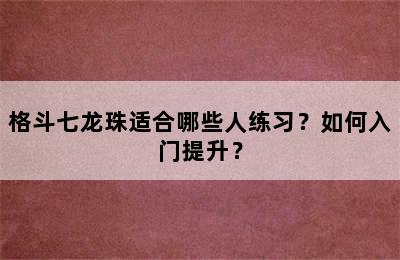 格斗七龙珠适合哪些人练习？如何入门提升？