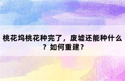 桃花坞桃花种完了，废墟还能种什么？如何重建？