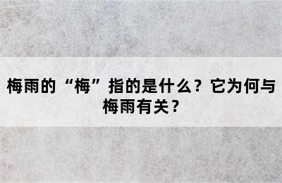 梅雨的“梅”指的是什么？它为何与梅雨有关？