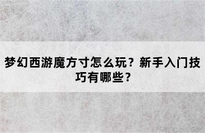 梦幻西游魔方寸怎么玩？新手入门技巧有哪些？