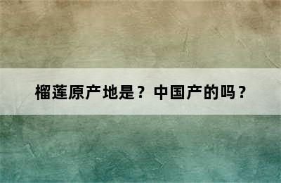 榴莲原产地是？中国产的吗？