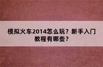 模拟火车2014怎么玩？新手入门教程有哪些？