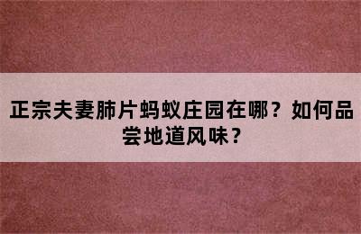 正宗夫妻肺片蚂蚁庄园在哪？如何品尝地道风味？