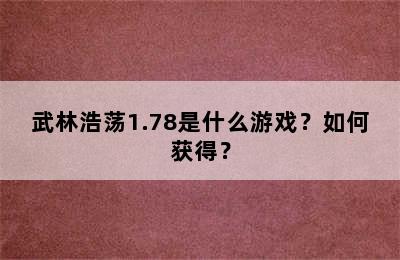 武林浩荡1.78是什么游戏？如何获得？