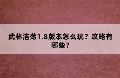 武林浩荡1.8版本怎么玩？攻略有哪些？