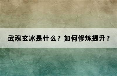 武魂玄冰是什么？如何修炼提升？