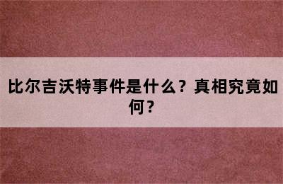 比尔吉沃特事件是什么？真相究竟如何？