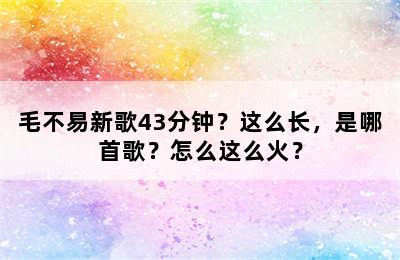 毛不易新歌43分钟？这么长，是哪首歌？怎么这么火？