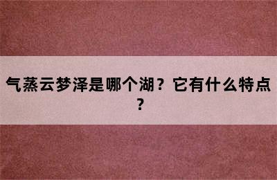 气蒸云梦泽是哪个湖？它有什么特点？