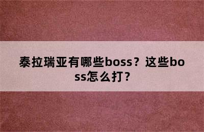 泰拉瑞亚有哪些boss？这些boss怎么打？