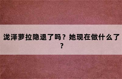 泷泽萝拉隐退了吗？她现在做什么了？