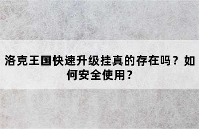 洛克王国快速升级挂真的存在吗？如何安全使用？