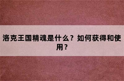 洛克王国精魂是什么？如何获得和使用？