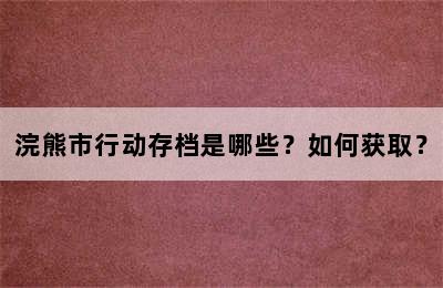 浣熊市行动存档是哪些？如何获取？