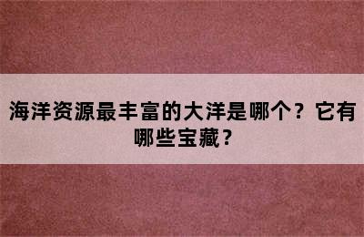 海洋资源最丰富的大洋是哪个？它有哪些宝藏？