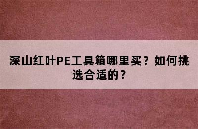 深山红叶PE工具箱哪里买？如何挑选合适的？