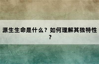 源生生命是什么？如何理解其独特性？