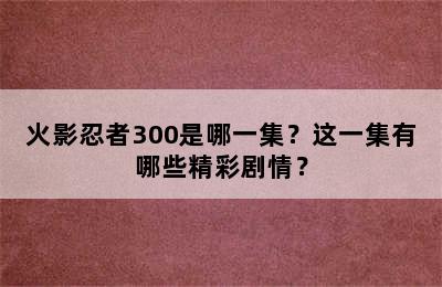 火影忍者300是哪一集？这一集有哪些精彩剧情？