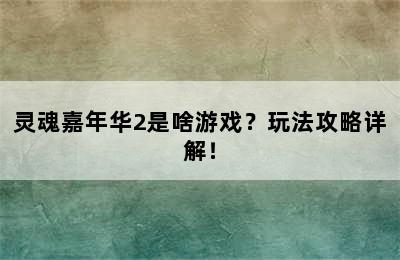 灵魂嘉年华2是啥游戏？玩法攻略详解！