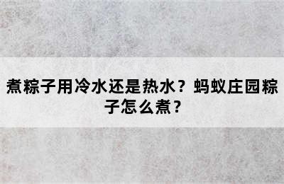 煮粽子用冷水还是热水？蚂蚁庄园粽子怎么煮？