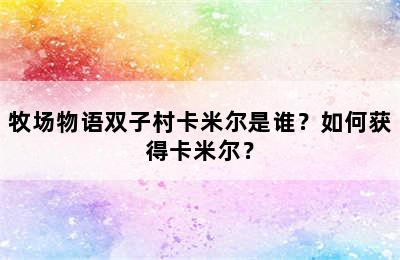 牧场物语双子村卡米尔是谁？如何获得卡米尔？