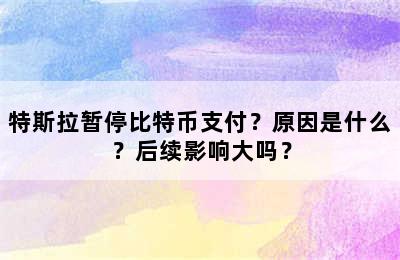 特斯拉暂停比特币支付？原因是什么？后续影响大吗？