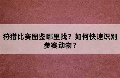 狩猎比赛图鉴哪里找？如何快速识别参赛动物？