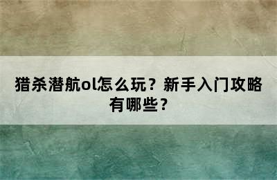 猎杀潜航ol怎么玩？新手入门攻略有哪些？