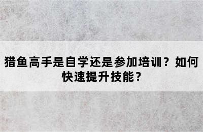 猎鱼高手是自学还是参加培训？如何快速提升技能？