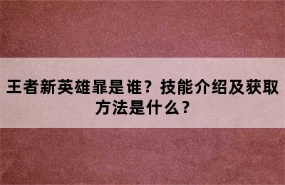 王者新英雄暃是谁？技能介绍及获取方法是什么？