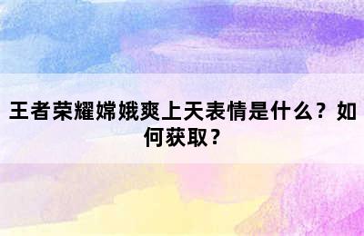 王者荣耀嫦娥爽上天表情是什么？如何获取？